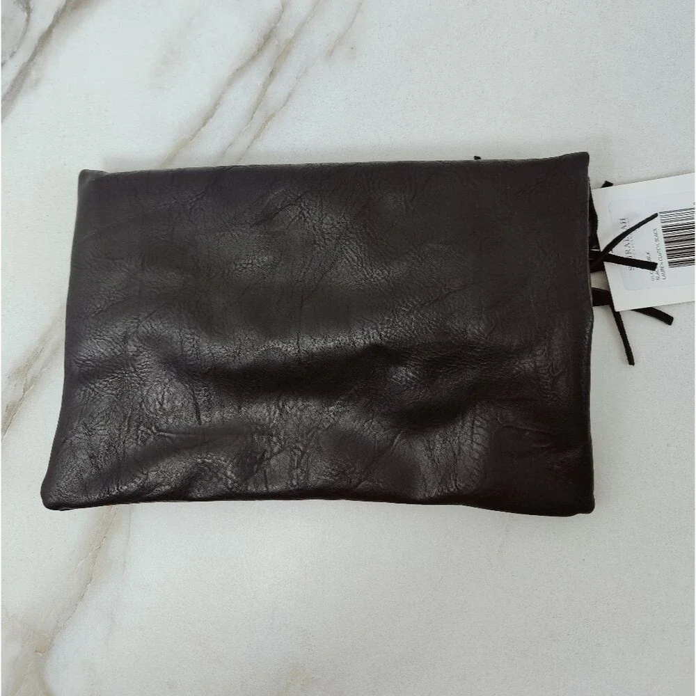 NWT Shiraleah Lauren Black Faux Leather Foldover Tassel Clutch